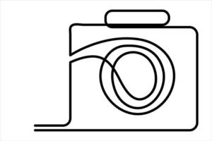 continuous single line drawing Line art of retro photo camera icon illustration vector