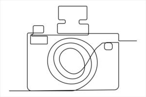 continuous single line drawing Line art of retro photo camera icon illustration vector