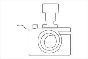 continuous single line drawing Line art of retro photo camera icon illustration vector