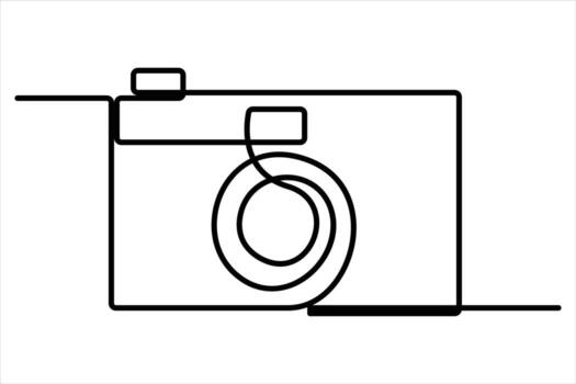 continuo soltero línea dibujo línea Arte de retro foto cámara icono ilustración vector