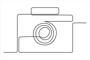 continuous single line drawing Line art of retro photo camera icon illustration vector