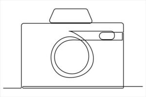 continuous single line drawing Line art of retro photo camera icon illustration vector