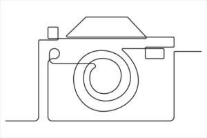 continuous single line drawing Line art of retro photo camera icon illustration vector