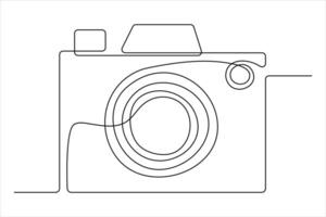 continuous single line drawing Line art of retro photo camera icon illustration vector