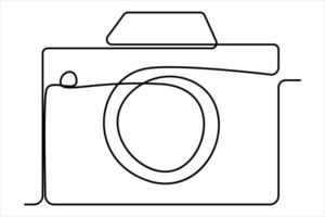 continuous single line drawing Line art of retro photo camera icon illustration vector