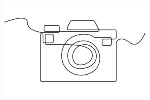 continuous single line drawing Line art of retro photo camera icon illustration vector