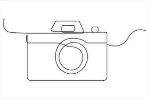 continuous single line drawing Line art of retro photo camera icon illustration vector