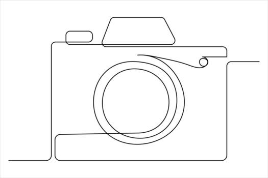 continuous single line drawing Line art of retro photo camera icon illustration vector