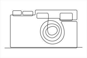 continuous single line drawing Line art of retro photo camera icon illustration vector