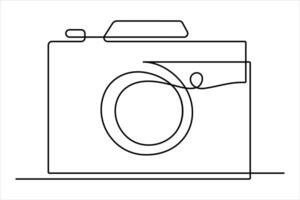 continuous single line drawing Line art of retro photo camera icon illustration vector