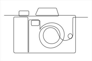 continuous single line drawing Line art of retro photo camera icon illustration vector