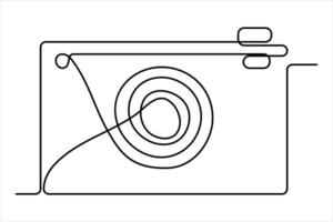 continuous single line drawing Line art of retro photo camera icon illustration vector