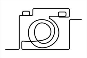 continuous single line drawing Line art of retro photo camera icon illustration vector