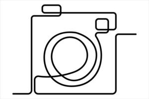 continuous single line drawing Line art of retro photo camera icon illustration vector