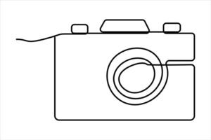 continuous single line drawing Line art of retro photo camera icon illustration vector