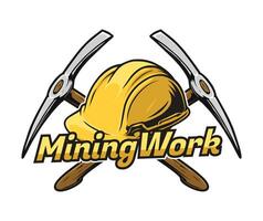 Mining work logo drawing template vector