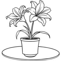 amarilis flor contorno ilustración colorante libro página diseño, amarilis flor negro y blanco línea Arte dibujo colorante libro paginas para niños y adultos vector