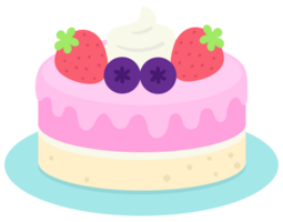 carino dolce mano disegnato colorato dolce e dolce torte bar Hopping fragola e mirtillo torta png