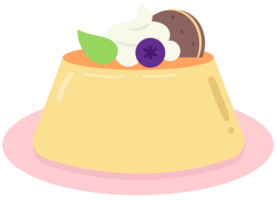 mignonne sucré main tiré coloré sucré et dessert café sautillant illustration caramel Crème pudding png