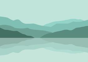 Mountains in lakes. Illustration in flat style. vector
