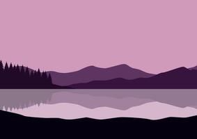 Mountains in lakes. Illustration in flat style. vector