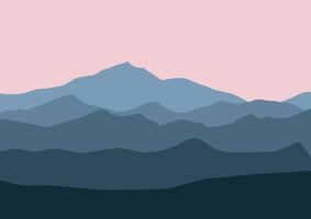 Landscape with mountains. Illustration in flat style. vector