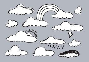 Hand drawn weather collection. Flat style on gray background. vector