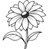 Black Eyed Susan flower outline illustration coloring book page design, Azalea flower black and white line art drawing coloring book pages for children and adults vector