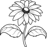 negro ojos Susan flor contorno ilustración colorante libro página diseño, azalea flor negro y blanco línea Arte dibujo colorante libro paginas para niños y adultos vector