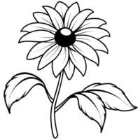 Black Eyed Susan flower outline illustration coloring book page design, Azalea flower black and white line art drawing coloring book pages for children and adults vector