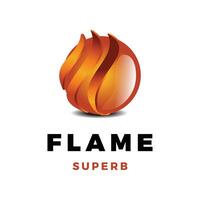 Circle Flame or Fire Icon Logo Design Template vector