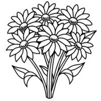 Black Eyed Susan flower outline illustration coloring book page design, Azalea flower black and white line art drawing coloring book pages for children and adults vector