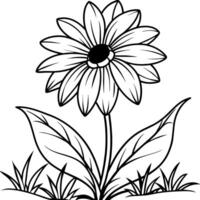 Black Eyed Susan flower outline illustration coloring book page design, Azalea flower black and white line art drawing coloring book pages for children and adults vector