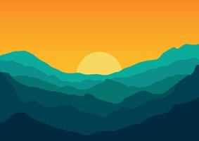 Beautiful landscape with mountains. Illustration in flat style. vector