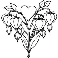 sangrado corazón flor contorno ilustración colorante libro página diseño, sangrado corazón flor negro y blanco línea Arte dibujo colorante libro paginas para niños y adultos vector