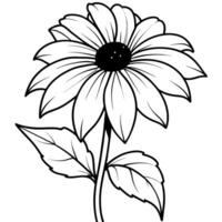 negro ojos Susan flor contorno ilustración colorante libro página diseño, azalea flor negro y blanco línea Arte dibujo colorante libro paginas para niños y adultos vector
