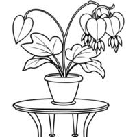 Bleeding Heart flower outline illustration coloring book page design, Bleeding Heart flower black and white line art drawing coloring book pages for children and adults vector