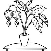 Bleeding Heart flower outline illustration coloring book page design, Bleeding Heart flower black and white line art drawing coloring book pages for children and adults vector