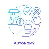 Autonomy blue gradient concept icon. Principle of bioethics. Patient right to choose. Informed decision making. Round shape line illustration. Abstract idea. Graphic design. Easy to use in article vector