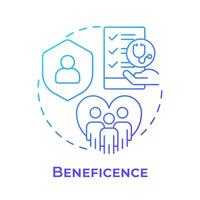 Beneficence blue gradient concept icon. Principle of bioethics. Compassion and patient protection. Round shape line illustration. Abstract idea. Graphic design. Easy to use in presentation vector