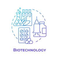 biotecnología azul degradado concepto icono. médico investigación. genético ingeniería. productos farmacéuticos redondo forma línea ilustración. resumen idea. gráfico diseño. fácil a utilizar en presentación vector