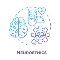 Neuroethics blue gradient concept icon. Morality of neuroscience. Neural monitoring. Brain science. Round shape line illustration. Abstract idea. Graphic design. Easy to use in presentation vector