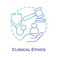 Clinical ethics blue gradient concept icon. Focus on moral issues. Patient care and advocacy. Round shape line illustration. Abstract idea. Graphic design. Easy to use in presentation vector