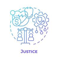 Justice blue gradient concept icon. Principle of bioethics. Equality in healthcare industry. Round shape line illustration. Abstract idea. Graphic design. Easy to use in presentation vector
