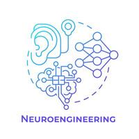 Neuroengineering blue gradient concept icon. Biomedical engineering. Neural system research. Round shape line illustration. Abstract idea. Graphic design. Easy to use in presentation vector