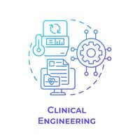 clínico Ingenieria azul degradado concepto icono. médico equipo. paciente supervisión y cuidado. redondo forma línea ilustración. resumen idea. gráfico diseño. fácil a utilizar en presentación vector