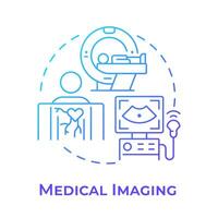 Medical imaging blue gradient concept icon. Non invasive procedures. MRI scanner. Healthcare services. Round shape line illustration. Abstract idea. Graphic design. Easy to use in presentation vector