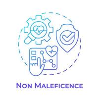 Non maleficence blue gradient concept icon. Principle of bioethics. Patient care. Do no harm. Round shape line illustration. Abstract idea. Graphic design. Easy to use in presentation vector