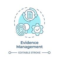 Evidence management soft blue concept icon. Cyber forensics, digital investigation. Round shape line illustration. Abstract idea. Graphic design. Easy to use in infographic, presentation vector