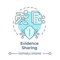 Evidence sharing soft blue concept icon. Cloud storage, access control. Data transfer. Round shape line illustration. Abstract idea. Graphic design. Easy to use in infographic, presentation vector